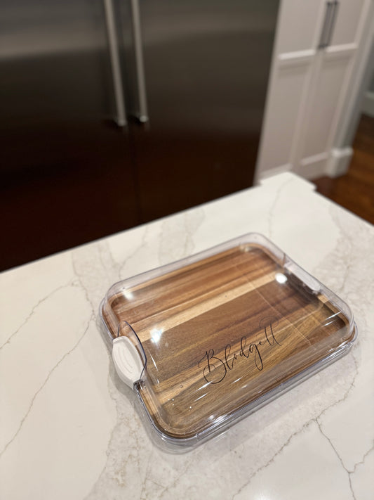 Custom Engraved Charcuterie Board with Lid